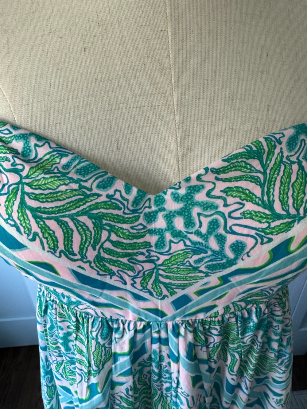 Like new Lilly Pulitzer maxi dress with Teal, pink, green pastels. - Picture 3 of 10